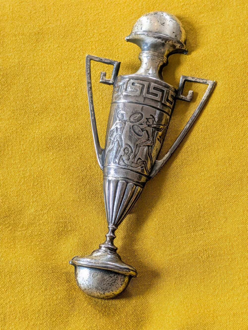 1920s Art Deco Greek Trophy Silver Tone Brooch